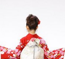 【裄長】古典柄の桜　牡丹　裾紫柄の振袖フルセット(赤系)|普通サイズ【1月】
