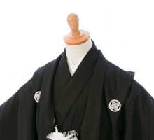 七五三 ミニ5歳黒紋付太閤縞袴 (黒系)|男の子 100cm〜110cm【K5-033】