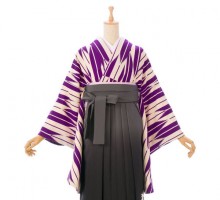 レトロな矢絣柄の卒業式袴フルセット(紫/白系)|卒業袴(普通サイズ)