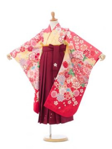卒園袴|着物|110〜120cm|卒園式袴レンタルフルセット(イエロー系)|女の子(卒園式袴)