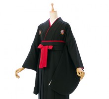 花紋柄の卒業式袴フルセット(黒系)|卒業袴(普通サイズ)