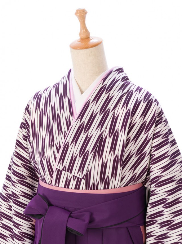 レンタル袴 矢絣 はいからさん　卒業式袴フルセット(パープル系)|卒業袴(普通サイズ)