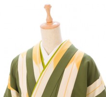 レトロ矢絣柄の卒業式袴フルセット(緑/黄色系)|卒業袴(普通サイズ)2