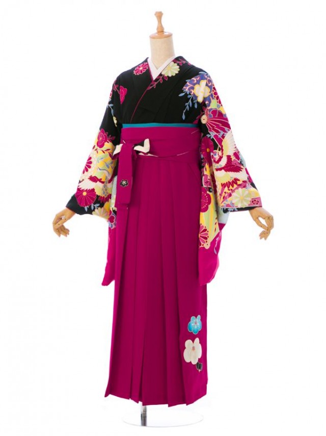 JAPAN STYLE|古典柄の卒業式袴フルセット(黒系)|卒業袴(普通サイズ)