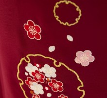 クリーム縞に牡丹柄の卒業式袴フルセット(黒系)|卒業袴(普通サイズ)2枚目