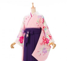 卒業式|ブランド袴セット|薔薇と洋花様柄の卒業式袴フルセット(ピンク系)|卒業袴(普通サイズ)