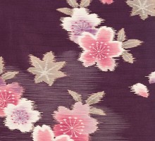 レトロ|銘仙調|ピンク桜柄の卒業式袴フルセット(パープル系)|卒業袴(普通サイズ)