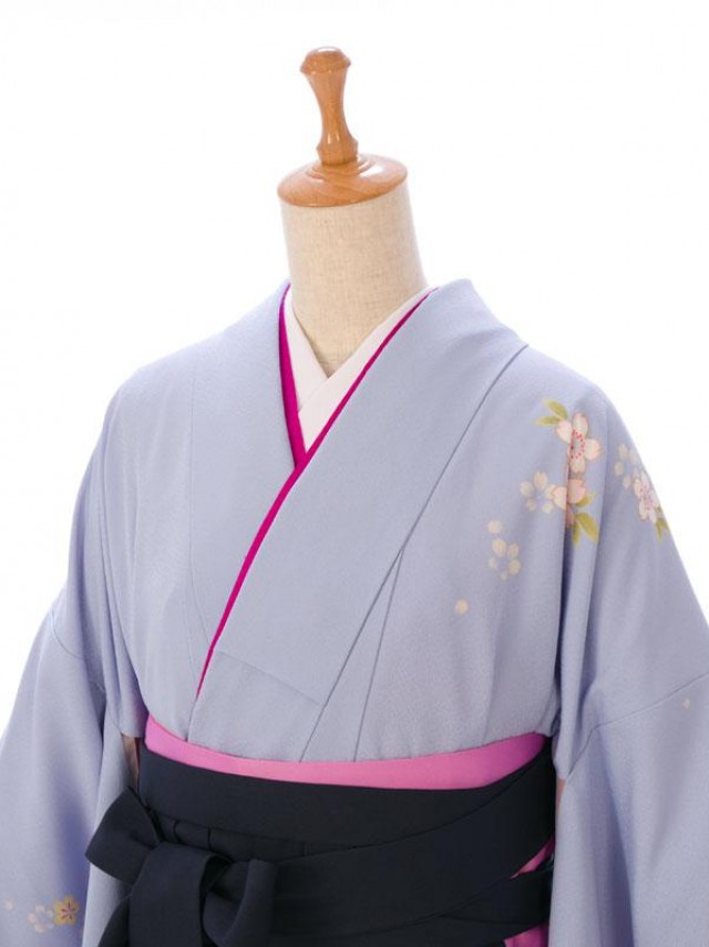 先生　卒業式|袖ぼかし桜柄の卒業式袴フルセット(ブルー系)|卒業袴(普通サイズ)