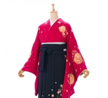 切箔に桜柄の卒業式袴フルセット(赤系)|卒業袴(普通サイズ)