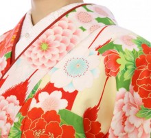矢羽根 桜 牡丹柄の卒業式袴フルセット(赤/白系)|卒業袴(普通サイズ)2枚目