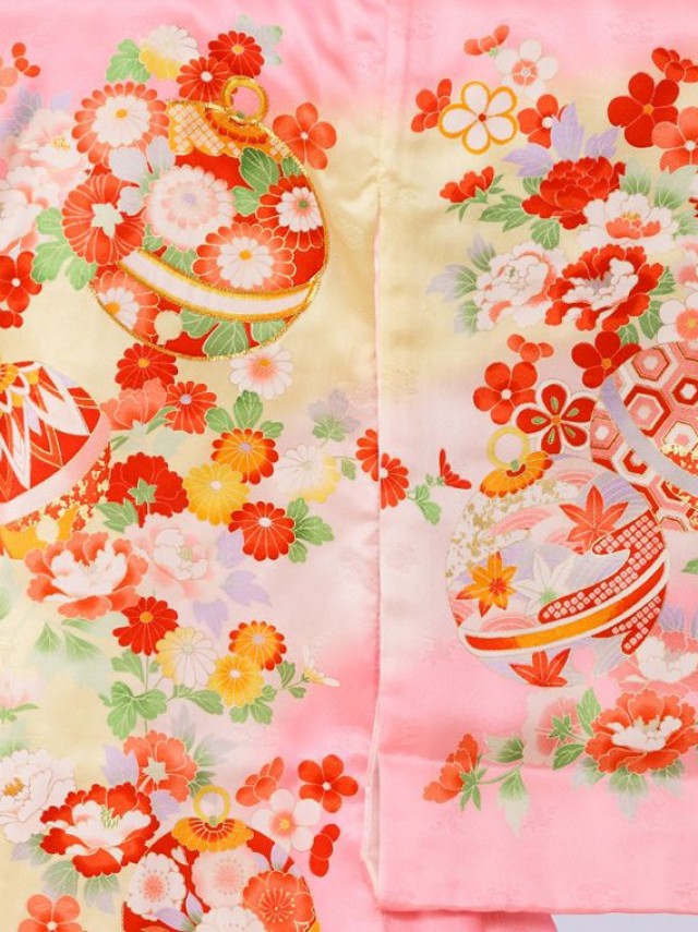 まり　梅柄のお宮参り着物フルセット(ピンク系)|女の子