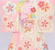 	【ジャパンスタイル】古典　梅　牡丹柄のお宮参り着物フルセット(ピンク系)|女の子