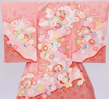 【花うさぎ】絞り調　まり　梅柄のお宮参り着物フルセット(ピンク系)|女の子