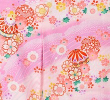 まり　季節の花柄のお宮参り着物フルセット(ピンク系)|女の子