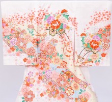 花車　まり　季節の花柄のお宮参り着物フルセット(白系)|女の子
