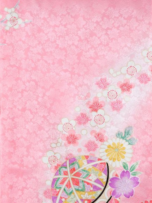 花車　鞠柄のお宮参り着物フルセット(ピンク系)|女の子