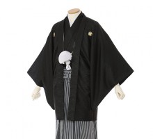 男性用袴|E-SV07-5-1|5号黒紋付/白黒縞袴