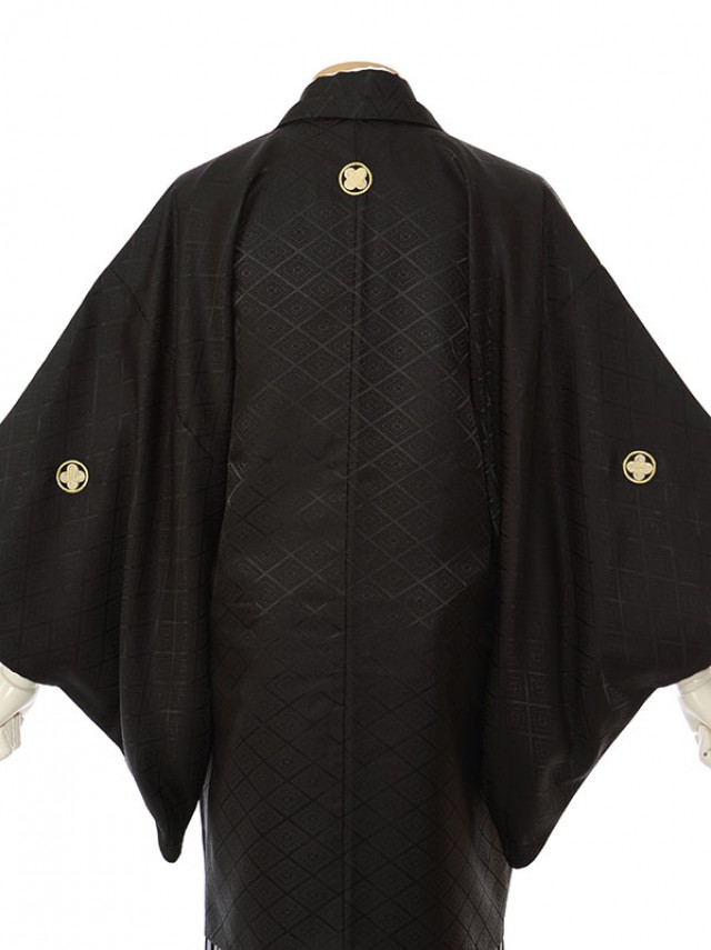 男性用袴|E-SV07-5-1|5号黒紋付/白黒縞袴
