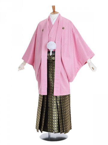男性用袴 SV52-6-1 ピンク菱形|黒金梅鉢袴