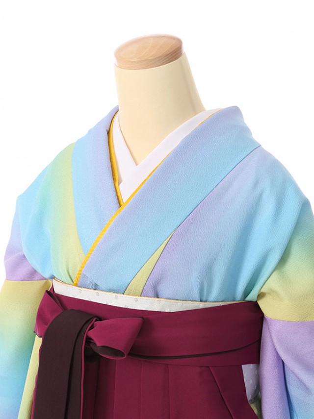 レインボー調ぼかし柄の卒業式袴フルセット(多色系)|卒業袴(普通サイズ)