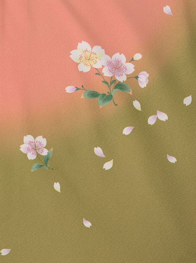 レンタル袴|先生|サーモンピンク|桜柄の卒業式袴フルセット(ピンク系)|卒業袴(普通サイズ)
