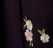 八重桜に雪輪柄の卒業式袴フルセット(黒系)|卒業袴(普通サイズ)