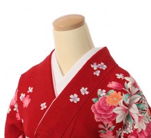薔薇と花柄の卒業式袴フルセット(赤系)|卒業袴(普通サイズ)