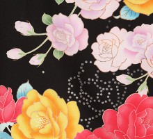 薔薇と桜文様の卒業式袴フルセット(黒系)|卒業袴(普通サイズ)