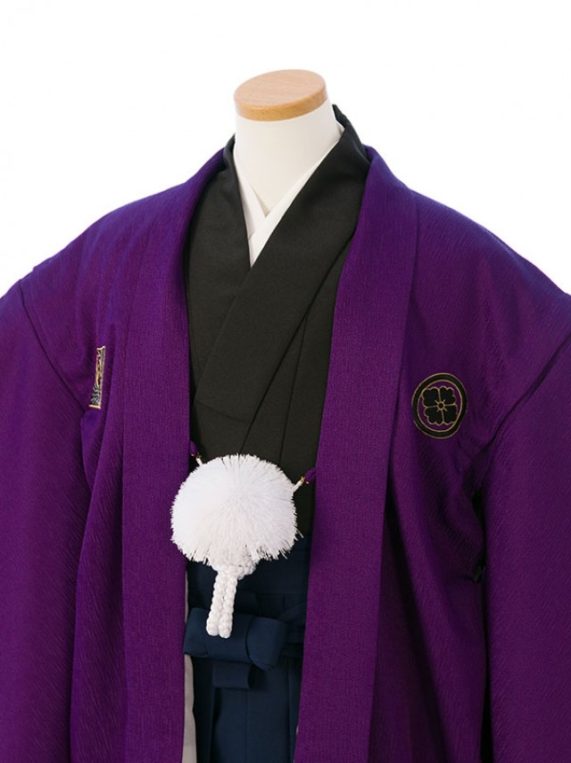 袴レンタル 小学生 |145〜150cm|卒業袴フルセット(パープル系)|男の子(小学生袴)2