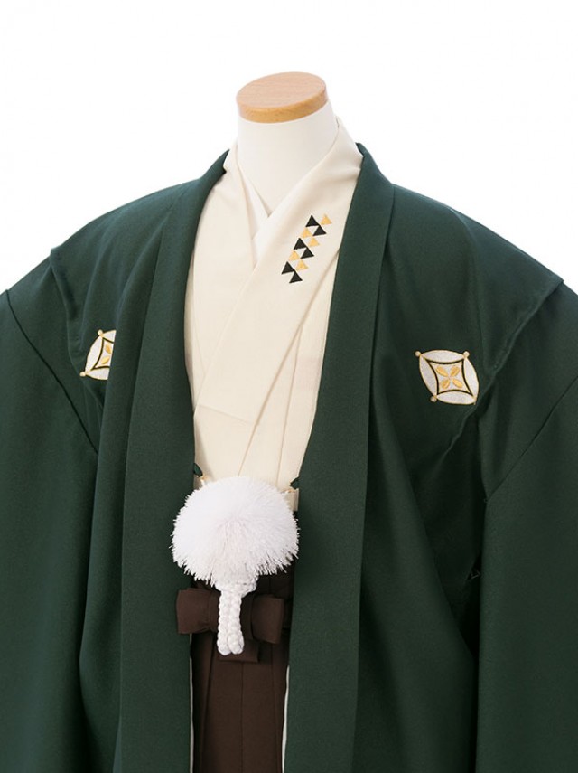 袴レンタル　小学校卒業式　紋付き袴(グリーン系)|男の子(小学生袴)(3枚目)