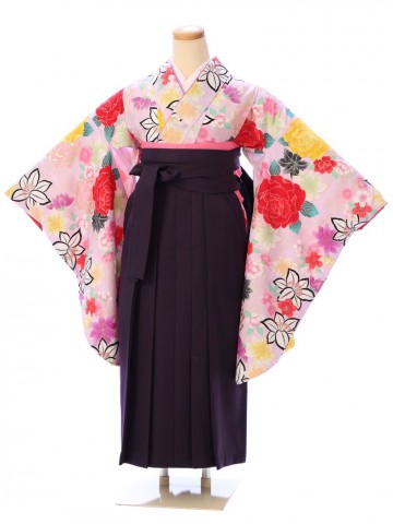 薄紫色　薔薇　百合柄の卒業式袴フルセット(紫系)|女の子(小学生袴)