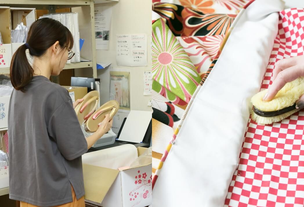 着物や道具を準備する人