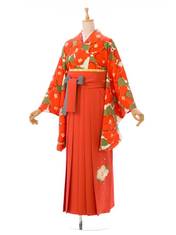 卒業袴|ｵﾚﾝｼﾞ系|R0144|対応身長:153-158cm|ｻｲｽﾞ:7-13号|九重｜全国宅配