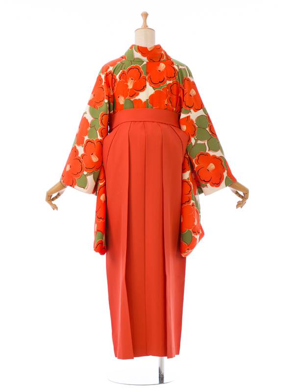 卒業袴|ｵﾚﾝｼﾞ系|R0144|対応身長:153-158cm|ｻｲｽﾞ:7-13号|九重｜全国宅配
