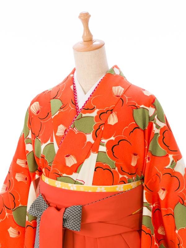 卒業袴|ｵﾚﾝｼﾞ系|R0144|対応身長:153-158cm|ｻｲｽﾞ:7-13号|九重｜全国宅配