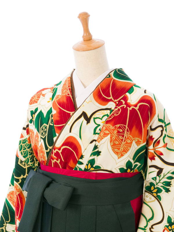 振袖袴|白系|0S0162 H|対応身長:153-158cm|ｻｲｽﾞ:7-13号|和風館