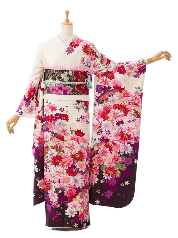 人気白!振袖6点フルセット可丈170cm裄71cm帯小物新品トールサイズOH17 高身長トールサイズ 成人式 振袖レンタル1月 お正月 fb1373ts