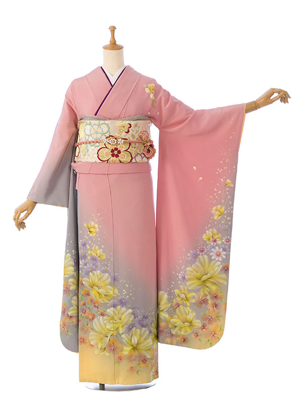 振袖|ピンク系|洋花|4S755|対応身長:153-165cm|ｻｲｽﾞ:7号-13号｜全国