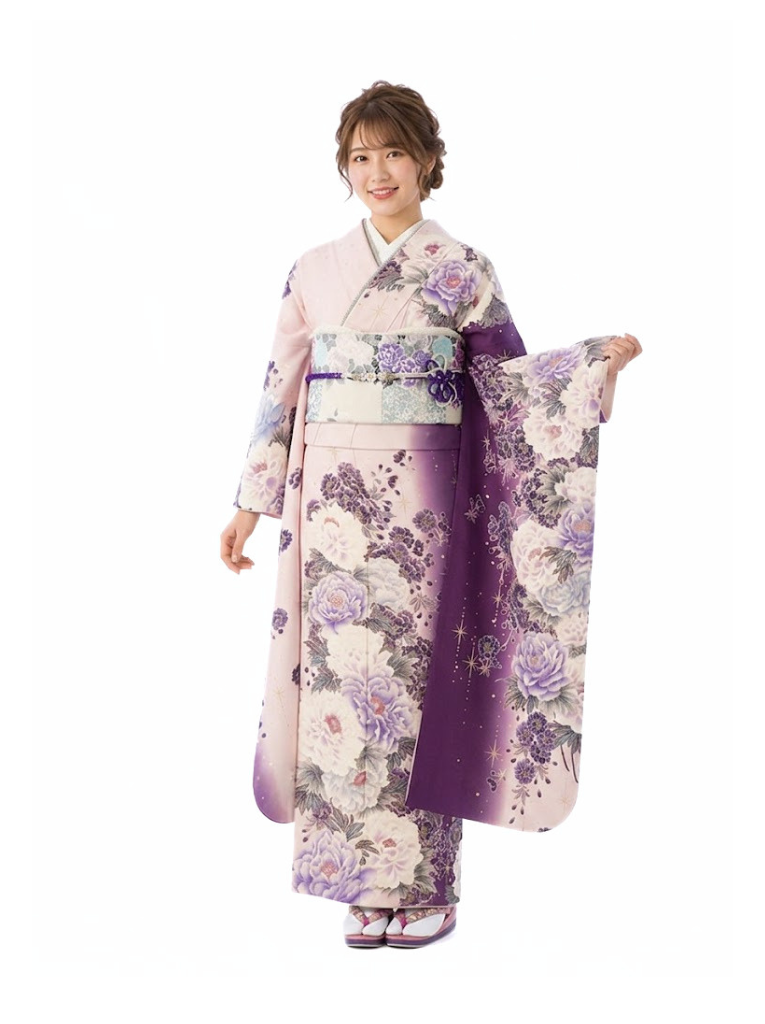 振袖|紫系|牡丹 桜 |対応身長:153-165cm|ｻｲｽﾞ:7号-13号|6S178｜全国