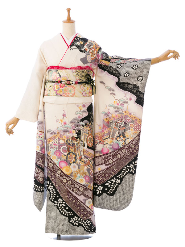 振袖|白系|5S327|対応身長:153-163cm|ｻｲｽﾞ:7号-13号｜全国宅配可の「e