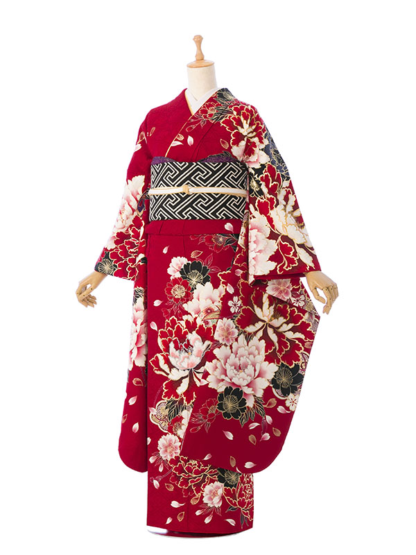 振袖|赤系|桜 牡丹 |1S2302|対応身長:153-165cm|ｻｲｽﾞ:7号-13号