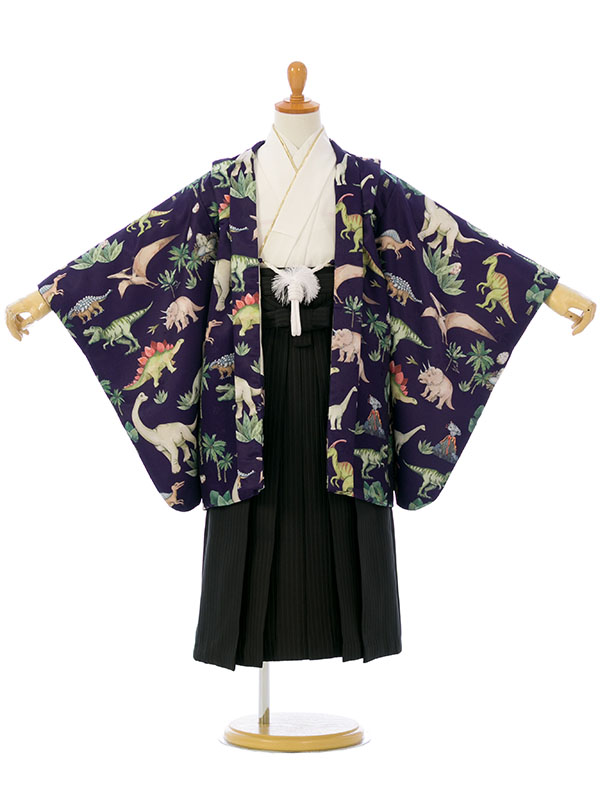 レンタル着物|110〜120cm|5歳男|七五三着物レンタルフルセット(黒系)|男の子(五歳) HAO5249 レンタル着物 かんたん七五三(5歳男袴)X736 グレーぼかし鶴文