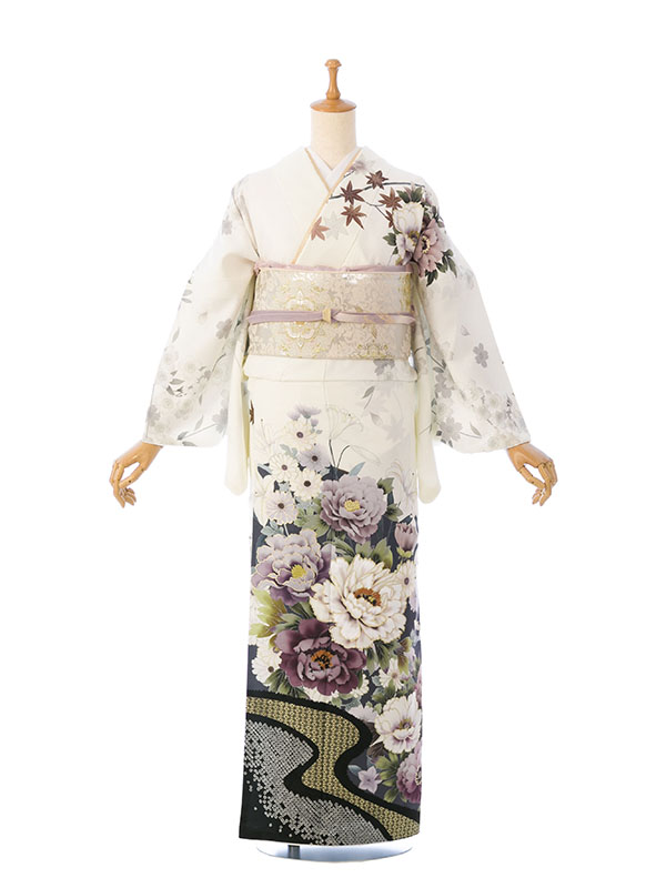 着物 訪問着,袷,正絹 薄いクリーム色入学式や結婚式などに