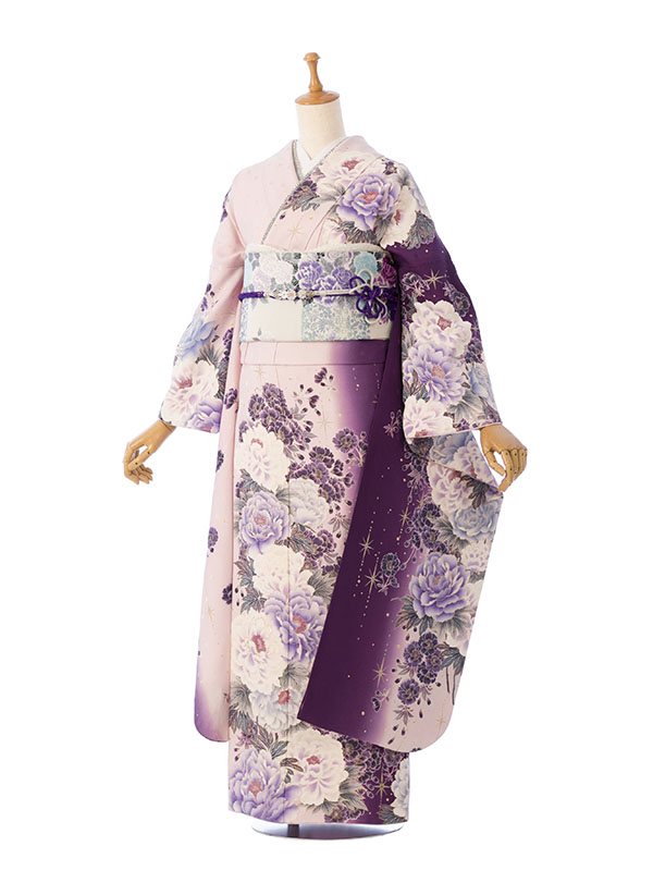 振袖|紫系|牡丹 桜 |対応身長:153-165cm|ｻｲｽﾞ:7号-13号|6S178｜全国