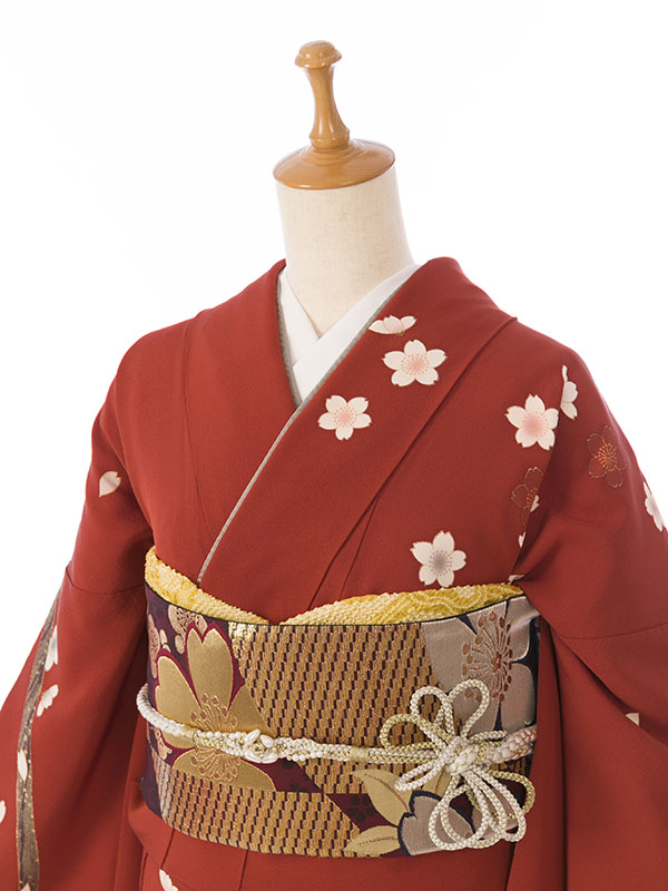 振袖|赤系|桜|対応身長:153-163cm|ｻｲｽﾞ:7号-13号 |4S424｜全国