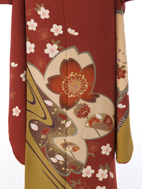 展示品　◇和洋 きものコーデ◇ セット売り　赤　オレンジ系　ベルト付き　1点もの 展示品 ◇和洋 きものコーデ◇ セット売り 赤系 ブラウス