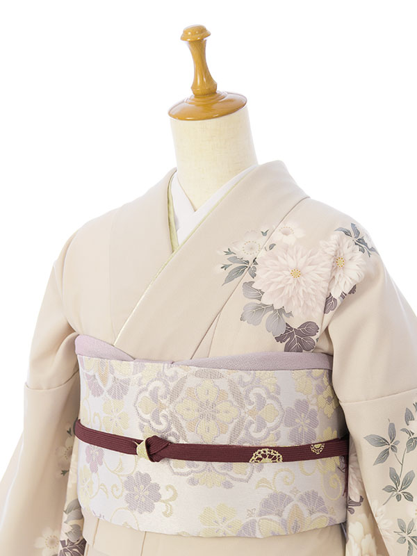 訪問着|ベージュ|牡丹|刺繍|#HAD2879|対応身長:153~165cm|ｻｲｽﾞ:7~13号