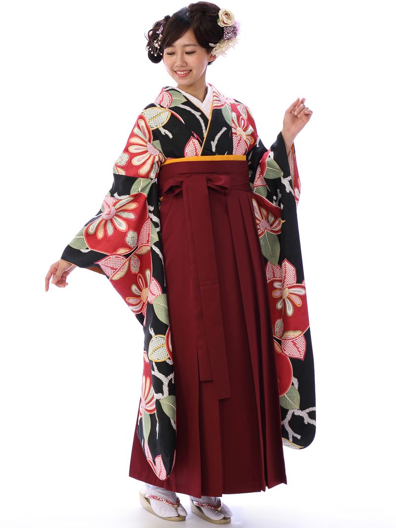 振袖袴|黒系|80S0201 H|対応身長:155-158cm|ｻｲｽﾞ:17-23号｜全国