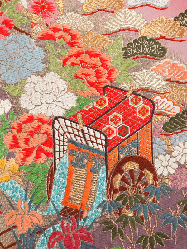 オレンジ 鶴刺繍 長襦袢　着物　色打掛 値下げ！オレンジ 鶴刺繍 長襦袢 着物 色打掛