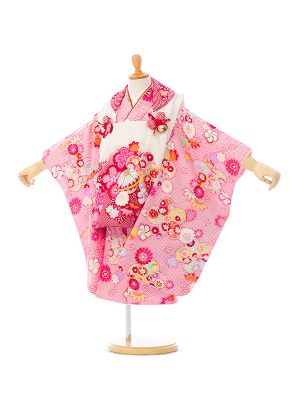 七五三 3歳 被布 七五三レンタル(3歳女児被布)4326【正絹】赤絞りx赤地橘 | 着物